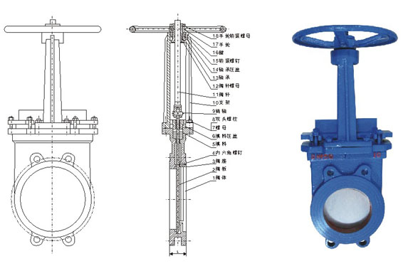 鑄鐵刀閘閥結(jié)構(gòu)圖